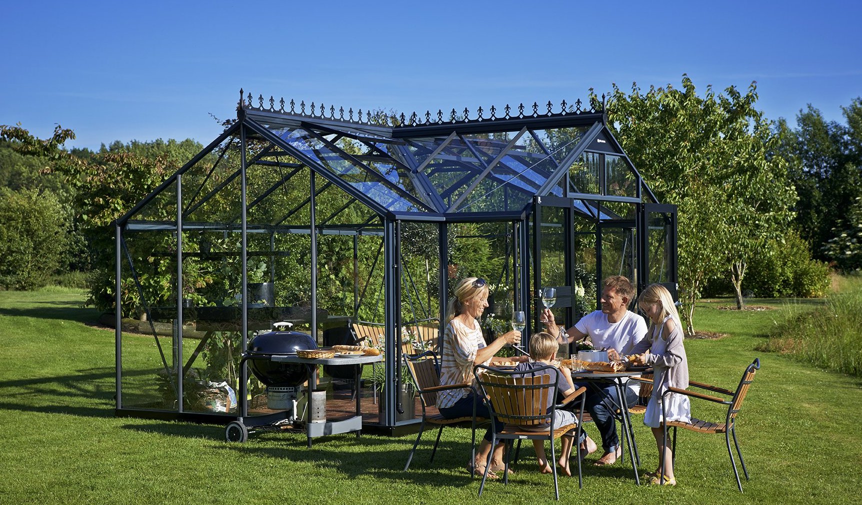 Juliana orangery black greenhouse sun room